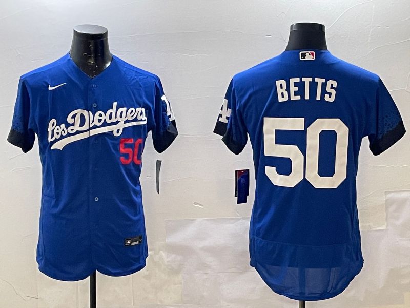 Men Los Angeles Dodgers 50 Betts Blue City Edition Elite Nike 2025 MLB Jersey style 1